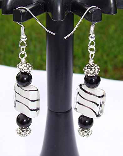 Zebra Print Black and White Earrings