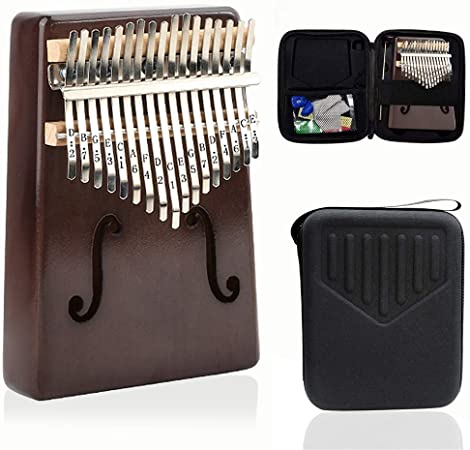 BUBM Kalimba 17 Key Thumb Piano Finger Piano Mahogany Wood with EVA Protective Case Tune Hammer Study Instruction Portable Handmade African Musical Instrument Best Birthday Christmas Gift for Kids Adult Beginners Professionals,L5.31"×W1.18"×H7.28,Vintage
