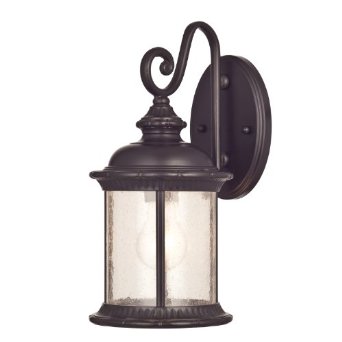 Westinghouse 6230600  New Haven One-Light Exterior Wall Lantern  on Steel with Clear Seeded Glass  Oil Rubbed Bronze Finish
