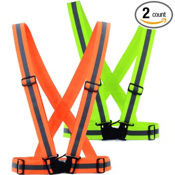 DREAM BEAR360°High Visibility Elastic Reflective Vest (2-pack),Reflective Running Vest, Cycling, Motorcycle ,and Hight Recommendation Put in Your Car for Safe Disposal of Accident.