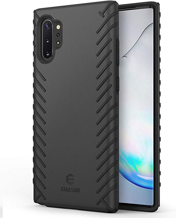 EUASOO Galaxy Note 10 Plus Case, Slim Fit Shockproof Reliable Guard for Samsung Galaxy Note 10 Plus 5G, PC   Soft TPU Cover Double Protection, Compatible with Galaxy Note 10 Plus 6.8 inch,Black