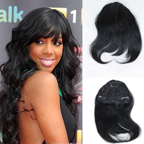 TopFeeling 100% Real Human Hair Clip in Bangs Short Straight Brazilian Virgin Human Hair Bangs Extensions Natural Black