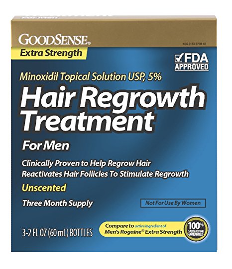 GoodSense Minoxidil Topical Solution 5% Hair Regrowth Treatment, 6 Fluid Ounce