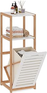 aboxoo Tilt-Out Laundry Hamper Freestanding Clothes Basket Shelf & Removable Liner,Dirty Clothes Hamper Storage Cabinet Laundry Shelf for Bedroom, Laundry Room, Bathroom,White