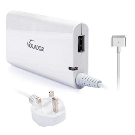 45W MagSafe 2 Power Adapter, Volador Macbook Air Charger Replacement with USB Port for Macbook 11" 13" A1436 A1465 A1466