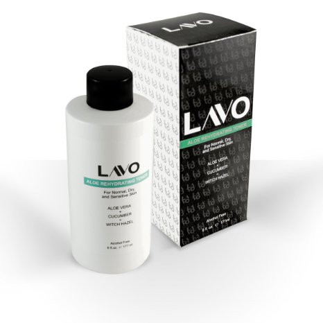 LAVO Aloe Rehydrating Toner - Soothing Astringent For Face - Tightens Pores - Use after Mask or Cleansing as Facial Spray - Gentle Natural Formula with Witch Hazel Ginseng and Amino Acids - For Men and Women w Normal to Dry Skin - Made in USA