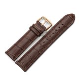 iStrap 22mm Calfskin Replacement Watch Band With Rose Gold Pin Buckle for Men Women - Brown