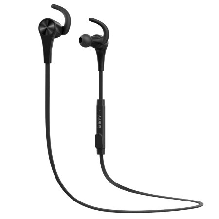 AUKEY Bluetooth V4.1 Headphones Magnetic Portable Wireless Sports Headset, In-ear Sweatproof Earphones with APTX / Mic for iPhones, Androind and More Phones (EP-B24)