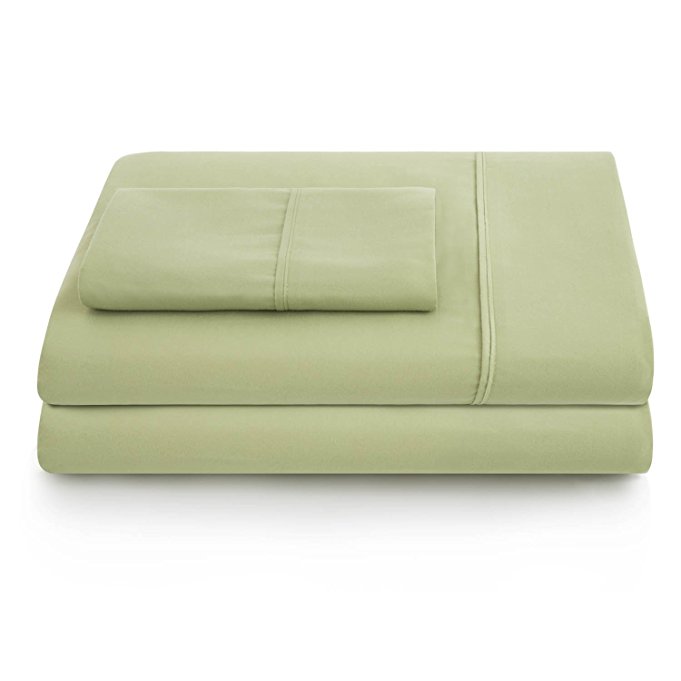 LINENSPA Ultra Soft, Wrinkle Resistant Double Brushed Microfiber Sheet Set - Deep Pocket Design - Full, Green