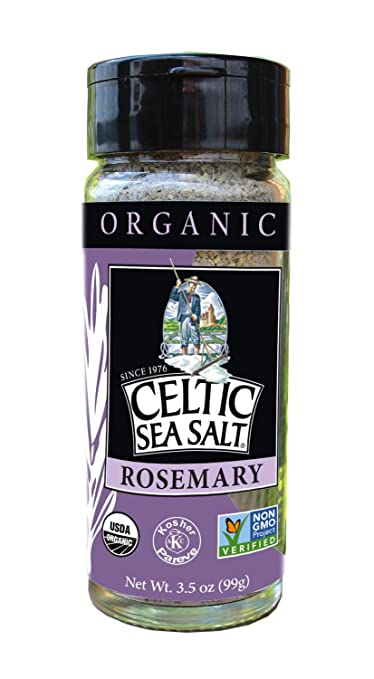 Gourmet Celtic Sea Salt Organic Rosemary Salt Shaker – Delicious, Bold Rosemary Sea Salt Adds Flavor to a Variety of Dishes, Hand Crafted and Organic, 3.5 Ounces