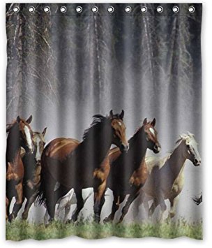 Unique Custom Wild Running Horses Waterproof Polyester fabric Shower Curtain 60"X72"-Bathroom Decor