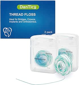 840D Fluffy Floss Threaders,Deep Clean Dental Floss for Braces, Bridges, and Implants,Super Floss Pre-Cut Strands and Mint Aroma,100 Threaders(2Pack)