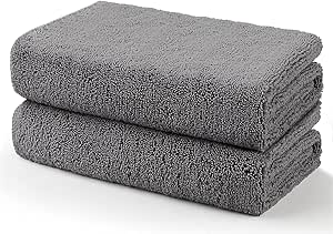 HOMEXCEL Car Drying Towels, 2 Pack Professional Microfiber Towels for Cars, Scratch-Free, Highly Absorbent Drying Towel for Cars, SUVs, RVs, Trucks, and Boats, 35 x 25 inch, Grey