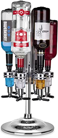 Final Touch Rotary 6 Bottle Bar Caddy / Optic Liquor Dispenser-Chrome Finish Bar Spirits Butler Holder Bar Pub Style