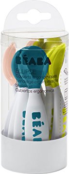 BEABA 2nd Stage Ergonomic Baby Cutlery, Set of 10 (6 spoons   4 forks), Assorted