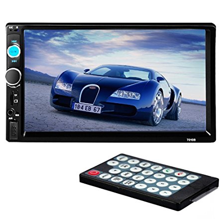 Suncer 2 DIN 7'' Inch LCD Touch Screen Car Radio Player Support Bluetooth Hands Free 1080P Movie Rear View Camera (7010B)