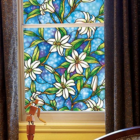 Fancy-fix Vinyl Static Cling Stained Glass Decorative Window Privacy Film