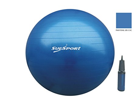 SUESPORT 1000lbs Static Strength Anti-Burst Exercise Ball Kit With Pump, Body Balance Ball, Yoga Ball, Exercise Stability Ball, 3-Size Available