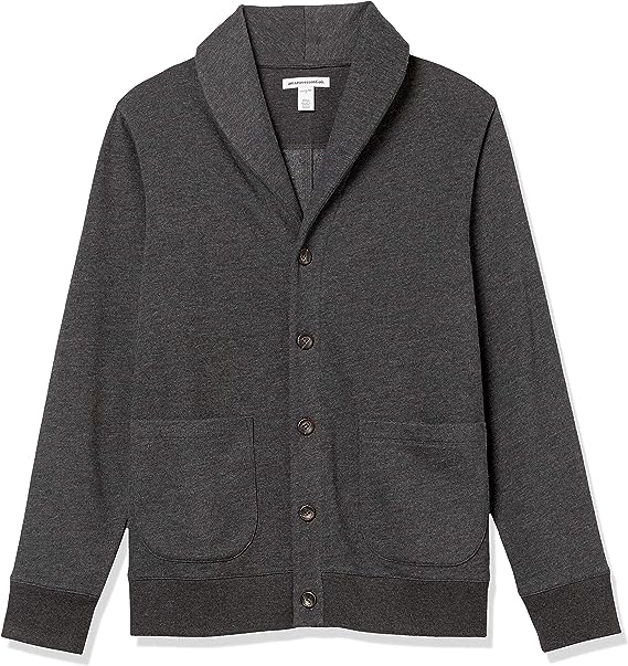 Amazon Essentials Mens Long-Sleeve Fleece Shawl-Collar Cardigan