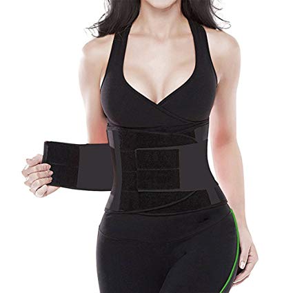 Acexy Waist Trimmer Belt Back Support Adjustable Abdominal Elastic Waist Trainer Hourglass Body Shaper Girdle Belt