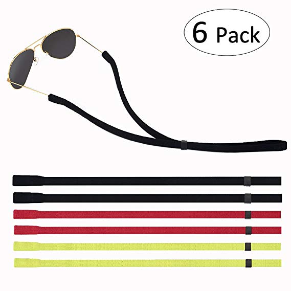 Lelife Adjustable Eyewear Retainer, Universal Fit Rope Eyewear Retainer, Sport Unisex Sunglass Retainer Holder Strap, Set of 6 (2XRed 2XGreen 2XBlack)