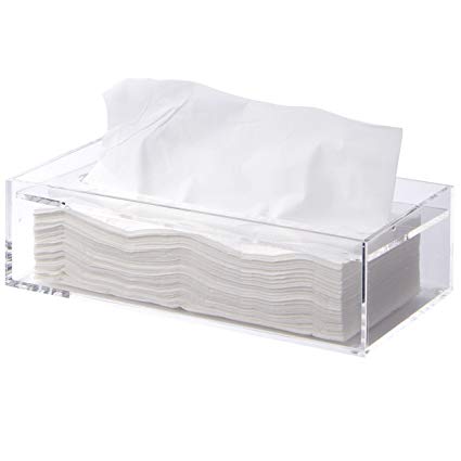 MUJI Clear Acrylic Bathroom Facial Tissue Dispenser Box Storage Case Cover Container / Decorative Napkin Holder