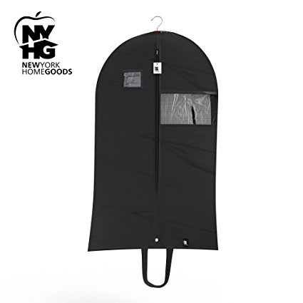 TOP QUALITY Breathable 42 Inch Garment Bag, Lightweight, Easy Carrying Shoulder Straps, Window For Viewing, PVC Card Holder, Builtin Anti-Moth Protector, Water Res, #5 Zipper [Updated Version]