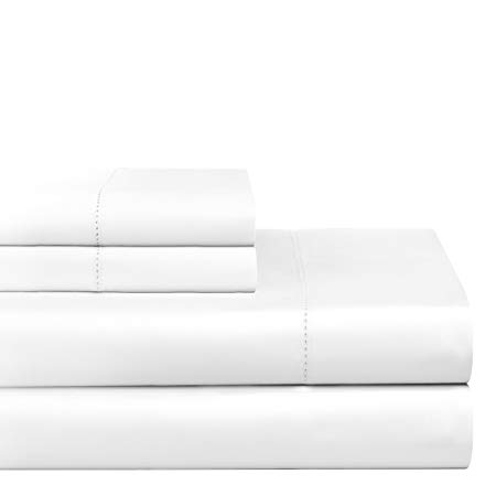 Pointehaven 600 TC Supima Cotton Sheet Set, Queen, White