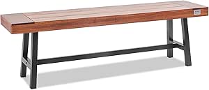 VEVOR 63 inch Outdoor Wood Bench Metal Leg, Solid Wood Garden Bench,Outdoor Backless Bench Weatherproof,Never Rot or Fade Patio Bench for Garden, Park, Yard, Front Porch