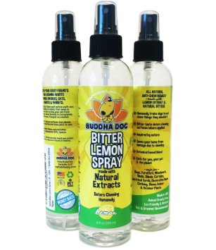 NEW Bitter Lemon Spray | Stop Biting and Chewing for Puppies Older Dogs and Cats | Anti Chew Spray Puppy Training | 100% Non Toxic | Vet and Pet Approved Treatment - Made in USA - 1 Bottle 8oz (240ml)