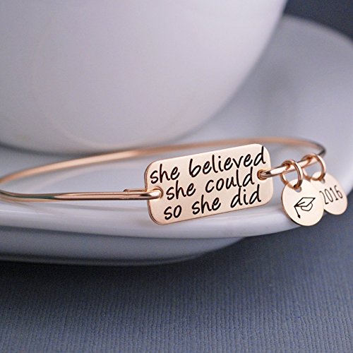 Gold She Believed She Could So She Did Bangle Bracelet