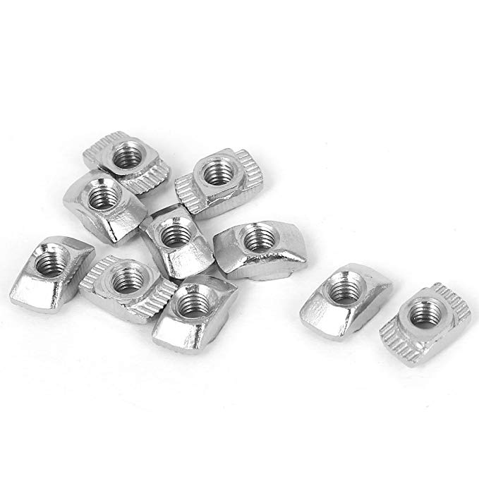PZRT 2020 Series 50-Pack M3 T-Nuts,Carbon Steel Nickel-plated Half Round Roll In Sliding T Slot Nut 6mm Slot Aluminum Profile Accessories