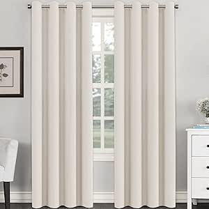 H.VERSAILTEX Room Darkening Curtains for Living Room Light Reducing Thermal Insulated Window Treatment Panels/Drapes Grommet Top 2 Panels (Ivory - 52 x 108 Inches)