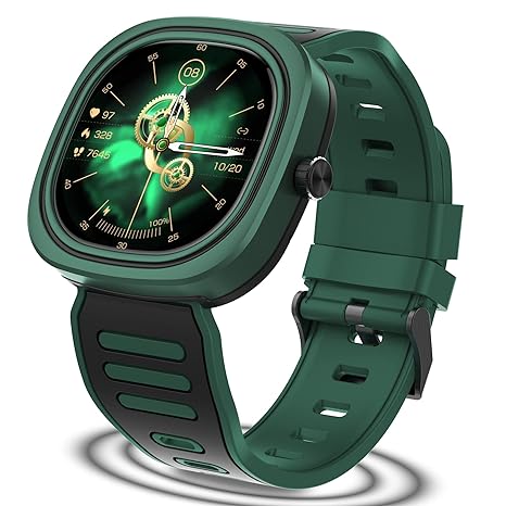 Gionee STYLFITGSW9:1.32” IPS Smart Watch with a Functional Encoder | BT Calling | AI Voice Assisant | IP68 | Dedicated SPo2   HR Sensor | 70 Sports Mode with in-app GPS Support (Emerald Green)