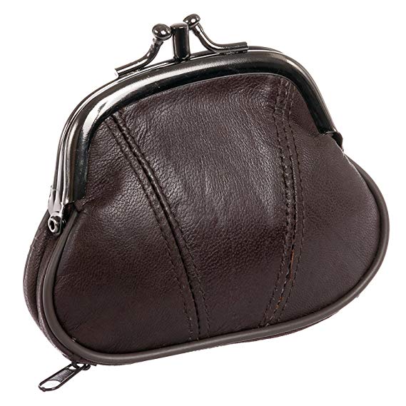 Marshal Womens Leather Kiss Lock Coin Purse