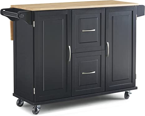 Homestyles Dolly Madison Black Kitchen Cart with Hardwood Drop Leaf