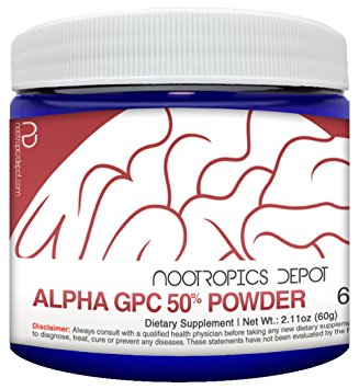 Alpha GPC Powder (50%) | 30 Grams | Choline Supplement | Brain Health Supplement | Supports Healthy Brain Function | Enhance Cognition, Memory + Focus