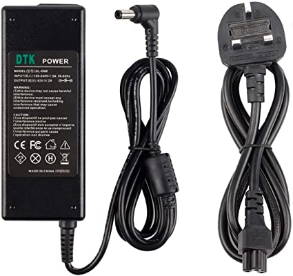 DTK Battery Charger Adapter 42V 2A Power Supply for Electric Bike 36V Battery Pack with 5.5 x 2.1 mm Connector