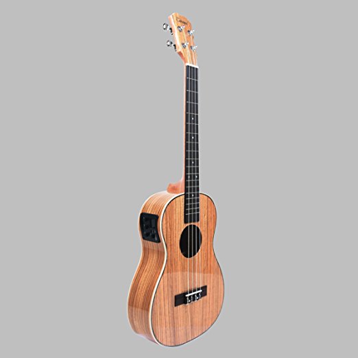 Caramel CB103 30 Inch High Gloss Zebra Wood Baritone Acoustic Electric Ukulele