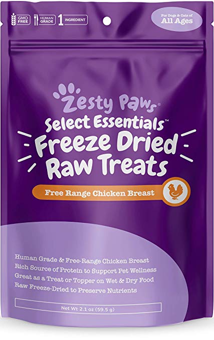 Freeze Dried Chicken Treats for Dogs & Cats - Raw Human Grade & Free Range Chicken Breast - Healthy Dog & Cat Training Snacks   Topper for Wet & Dry Food - Rich Source of Protein & Amino Acids