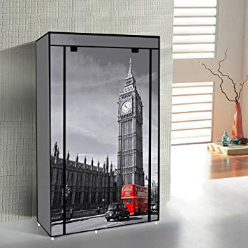 Switch Innovation Storage Closet Portable Temporary Clothing Wardrobe, Free-Standing Clothes Rack, Non-Woven Fabric Dresser, Dorm Room Cupboard, Contemporary Design Big Ben