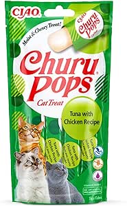 Ciao Churu Pops by INABA Cat Treat - Tuna & Chicken Flavour (4 x 15g) / Moist & Chewy Cat Treat, Delicious & Healthy Snack for Cats, Hand Feeding, Natural, Grain Free, High Moisture