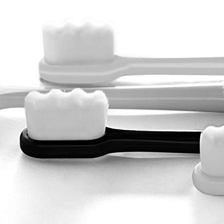 Extra Soft Toothbrush For Sensitive Gums, Manual Toothbrush with 8 tubes of 10000 Soft Floss Bristle for Gum Care, Protect Fragile Gums Good Cleaning Effect (black&white)