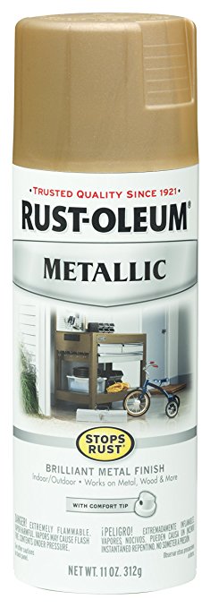 Rust-Oleum 286524 Stops Rust Vintage Metallic Spray Paint 11 Oz, Warm Gold,