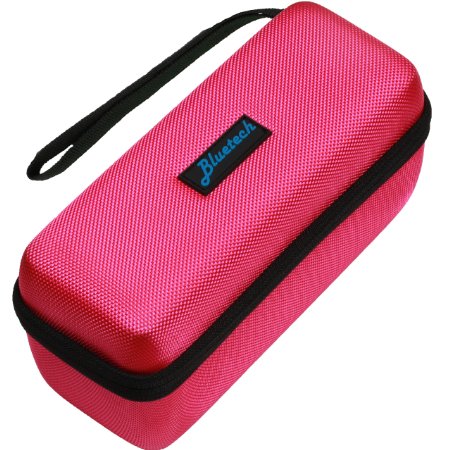 Hard Travel Case For Bose Mini II & Bose Soundlink Mini Bluetooth Portable Speaker - Carry Case for Wall Charger, Charging Cradle & Silicone Cover, Pink, By Bluetech