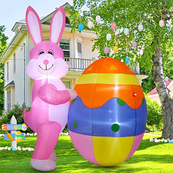 GABOSS Easter Inflatables Decorations with LED Lights, Easter Inflatable Egg for Yard Decoration, Indoor Outdoor Decor (3.3 FT)