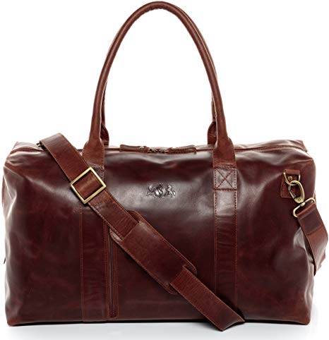 SID & VAIN leather travel bag holdall YALE ZIP large duffle bag weekender brown