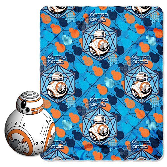 Star Wars Episode 7: The Force Awakens, BB-8 Printed Fleece Throw Blanket with Hugger, 40" x 50"