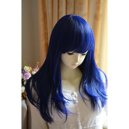 Liz Wig Sexy Heat Friendly Long Curly Wavy Lolita Cosplay Party Hair Wig 26'' 65cm (Dark Blue)