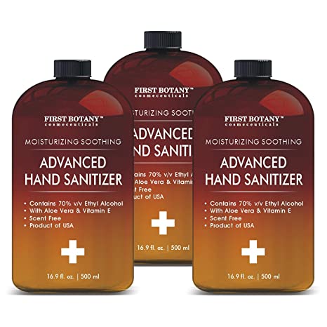 Hand Sanitizer Gel 70 Percent - Alcohol based with Aloe Vera Gel and Vitamin E, Unscented Hand Sanitizing Gel, Made in USA (16.9 x 3) fl oz | 1500 ml with Dispensing Cap